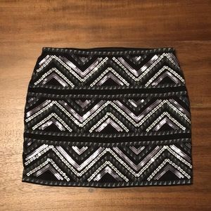 Express Sequin Chevron Mini Skirt. Size XS